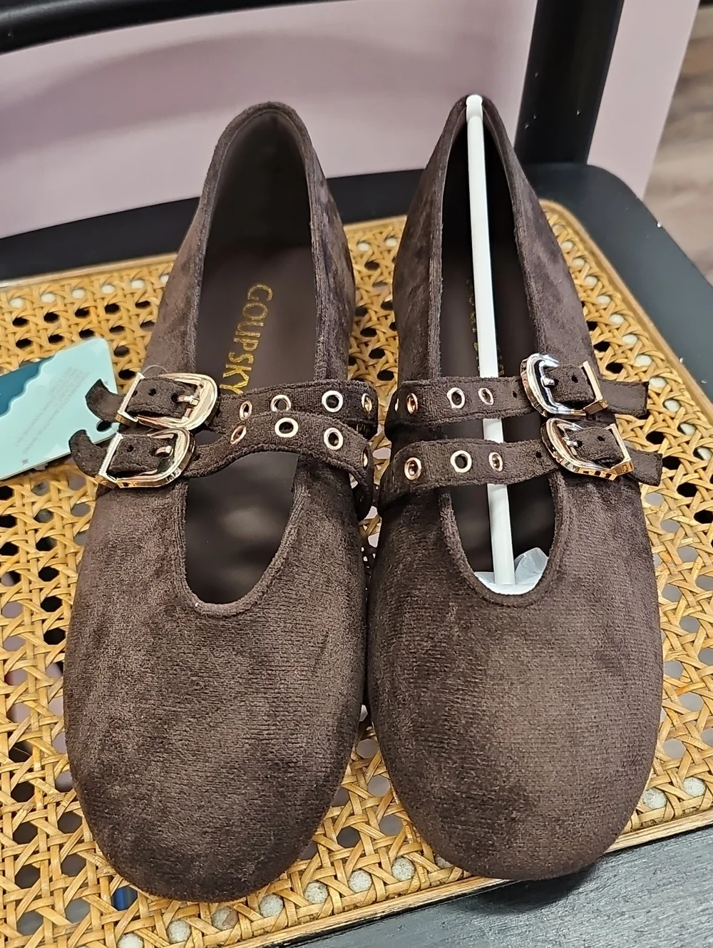 Brown Suede Double-Buckle Mary Jane Shoes for Men